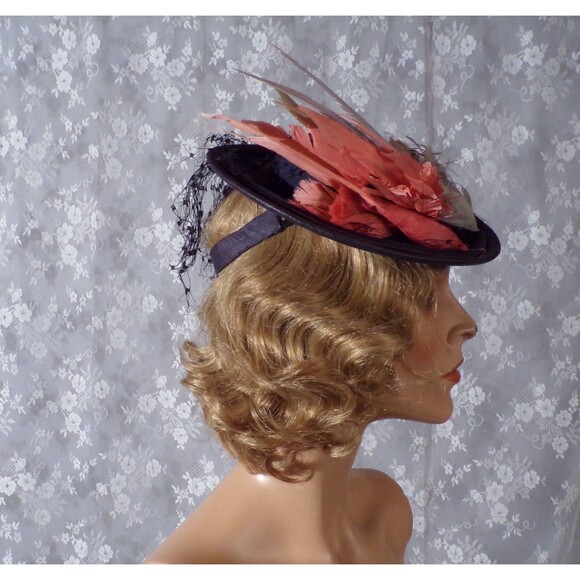 Vintage 30s Tilt Hat 1930s Retro Birds Avante Garde Film Noir Femme Fatale main image 4